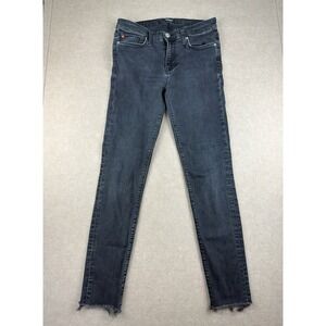 Hudson Jeans Women‎ 28 Black Natalie Super Skinny Raw Hem Stretch Mid Rise